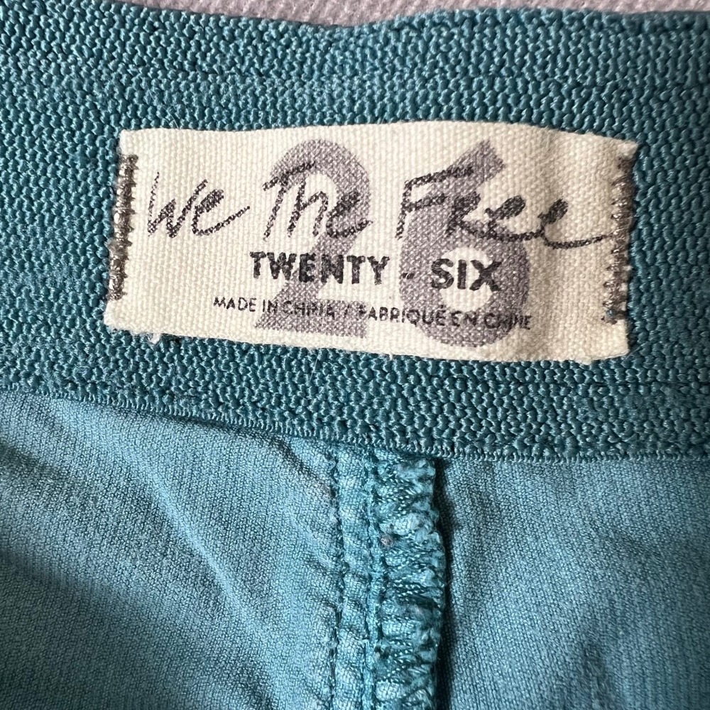 We The Free Free People Teal Corduroy Flare Pants Pull On Bell Bottom Size 26 - Picture 6 of 12